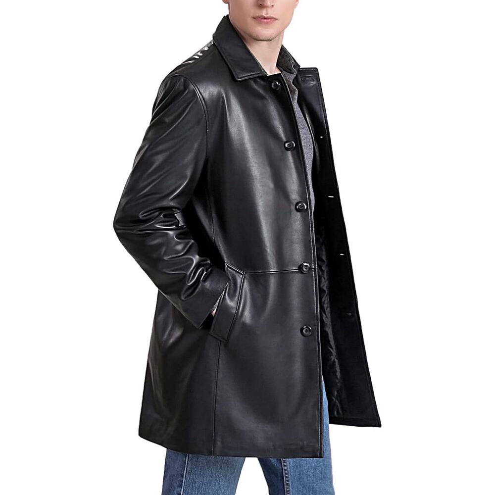 $600 BGSD Men’s Medium Brown Peter Three-Quarter Lambskin Leather Car Coat - Picture 11 of 12